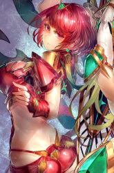 Rule 34 | 1girl, armpits, ass, breasts, earrings, fingerless gloves, gloves, highres, jewelry, large breasts, light smile, looking at viewer, nintendo, pink eyes, pink hair, pyra (xenoblade), short hair, short shorts, shorts, signo aaa, xenoblade chronicles (series), xenoblade chronicles 2, xenoblade chronicles (series), xenoblade chronicles 2