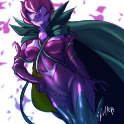 Rule 34 | 1girl, cape, covered eyes, digimon, digimon (creature), female focus, flower, highres, mask, petals, rosemon, solo