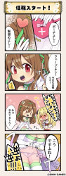 Rule 34 | &gt; &lt;, 2girls, 4koma, aburana (flower knight girl), blonde hair, blush, bow, bow panties, brown hair, comic, commentary request, elbow gloves, flower knight girl, gloves, hair intakes, long hair, multiple girls, nazuna (flower knight girl), nose blush, panties, pantyshot, red eyes, see-through, smile, thighhighs, translated, underwear, white gloves, white legwear, white panties