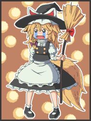 Rule 34 | aksawshin, apron, black footwear, black headwear, black skirt, black vest, blonde hair, bow, braid, broom, buttons, frilled skirt, frills, hair bow, hat, hat bow, kirisame marisa, kitsune, long hair, mary janes, meme, pixel art, puffy short sleeves, puffy sleeves, shirt, shoes, short sleeves, side braid, single braid, skirt, skirt set, socks, touhou, turtleneck, unfinished dream of all living ghost, vest, waist apron, white apron, white bow, white shirt, wily beast and weakest creature, witch hat, youkai fox (wild and horned hermit)