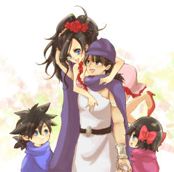 Rule 34 | 2boys, 2girls, black hair, blue eyes, bow, breasts, brother and sister, cape, couple, deborah (dq5), dragon quest, dragon quest v, family, father and daughter, father and son, flower, hair bow, hero&#039;s daughter (dq5), hero&#039;s son (dq5), hero (dq5), hetero, icomemo, long hair, mole, mole under eye, mother and daughter, mother and son, multiple boys, multiple girls, rose, short hair, siblings, small breasts, smile, turban, twins