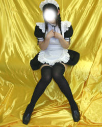 Rule 34 | 1girl, black thighhighs, lowres, maid, photo (medium), solo, tagme, thighhighs