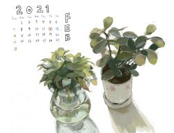 Rule 34 | calendar (medium), highres, kgeroua, no humans, original, plant, plant request, potted plant, still life, white background