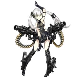 Rule 34 | 1girl, ammunition, ammunition belt, arm strap, arm up, armpits, bare shoulders, belt-fed, belt feed, black dress, black footwear, black gloves, black hair, black theme, boots, breasts, covered navel, crossed bangs, cyberpunk, destroyer (girls&#039; frontline), dress, explosive, full body, girls&#039; frontline, gloves, grenade, grenade cartridge, grenade launcher, hair between eyes, hair ornament, hair tubes, halterneck, high heel boots, high heels, infukun, large-caliber cartridge, long hair, looking at viewer, machinery, multicolored hair, official art, open hands, pale skin, parted lips, photoshop (medium), sangvis ferri, short dress, simple background, sleeveless, sleeveless dress, small breasts, solo, standing, streaked hair, thigh boots, thighhighs, thighs, transparent background, twintails, weapon, white hair, yellow eyes
