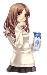 Rule 34 | brown hair, hirano katsuyuki, long hair, lowres, milk, solo, sweater, tagme