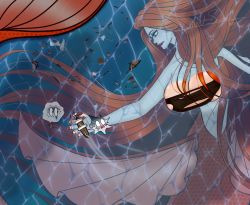 Rule 34 | angry, artist name, boat, breasts, giant, giantess, kneeless mermaid, large breasts, long hair, mermaid, monster girl, orange hair, original, ruins, signature, silentsword1121, size difference, torn clothes, watercraft