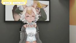 Rule 34 | 1girl, 3d, animal ears, animated, audible music, coyote (kemono friends), dancing, gloves, headset, indoors, karaoke, kemono friends, kemono friends v project, video, necktie, shirt, skirt, solo, sound, tail, virtual youtuber