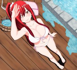 Rule 34 | absurdres, bikini, blush, breasts, erza scarlet, fairy tail, highres, large breasts, red hair, smile, swimsuit