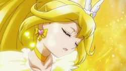 Rule 34 | 10s, 1girl, animated, animated gif, blonde hair, bow, choker, cure peace, cure peace (princess form), earrings, hair flaps, halo, jewelry, kise yayoi, long hair, lowres, magical girl, precure, princess form (smile precure!), smile precure!, tiara, wand, yellow background, yellow bow, yellow eyes, yellow theme