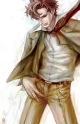 Rule 34 | 00s, 1boy, baccano!, claire stanfield, formal, fundoshi (tofupoid), male focus, necktie, red eyes, red hair, solo, suit