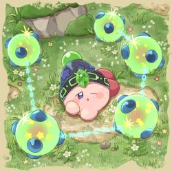 Rule 34 | absurdres, bomb kirby, chain bomb kirby, highres, kirby, kirby (series), kirby and the forgotten land, nintendo, one eye closed, open mouth, sleeping, sleepy, squeans