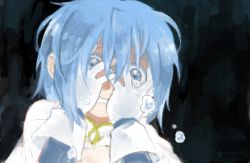Rule 34 | 10s, 1girl, bad drawr id, bad id, blue eyes, blue hair, crying, crying with eyes open, gloves, hands on own face, mahou shoujo madoka magica, mahou shoujo madoka magica (anime), matching hair/eyes, miki sayaka, no+bi=, sad, short hair, solo, tears