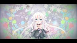 Rule 34 | 1girl, ahoge, blue eyes, braid, flower, ia (vocaloid), jewelry, letterboxed, long hair, looking at viewer, mikuriya wata, pink hair, ring, smile, solo, twin braids, vocaloid
