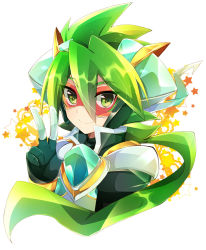 Rule 34 | + +, 1boy, domino mask, fingerless gloves, gloves, green eyes, green hair, green theme, looking at viewer, male focus, mask, rento (rukeai), saikyou ginga ultimate zero ~battle spirits~, smile, solo, spiked hair, star (symbol), starry background, v, white background