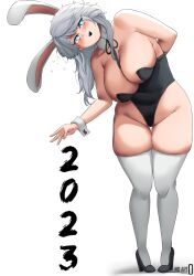 Rule 34 | animal ears, blush, breasts, chinese new year, fake animal ears, fake tail, frost giant, giant, giantess, heels, large breasts, noart 0, norse mythology, rabbit ears, rabbit tail, smile, tail, thighhighs, unusual pupils, white background