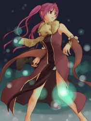 Rule 34 | 1girl, animal, animal around neck, breasts, detached sleeves, dress, feet out of frame, fox, holding, holding staff, long hair, looking to the side, magic, medium breasts, open mouth, panties, pelvic curtain, pink eyes, pink hair, professor (ragnarok online), ragnarok online, red dress, red sleeves, sleeveless, sleeveless dress, solo, staff, twintails, underwear, white panties, yamane11