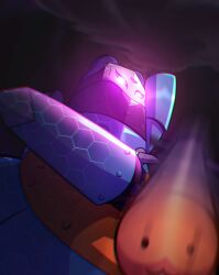 Rule 34 | absurdres, digimon, digimon (creature), glowing, glowing eyes, highres, hoverespimon, pink eyes, solo