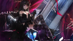 Rule 34 | 10s, 1girl, akemi homura, akuma homura, argyle, argyle clothes, argyle legwear, bad id, bad pixiv id, bare shoulders, black dress, black gloves, black hair, bow, breasts, choker, cleavage, crossed legs, dark orb (madoka magica), dress, elbow gloves, feathered wings, gloves, hair bow, high heels, hourglass, long hair, looking at viewer, mahou shoujo madoka magica, mahou shoujo madoka magica: hangyaku no monogatari, purple eyes, sitting, small breasts, smile, solo, spoilers, swd3e2, thighhighs, wings
