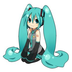 Rule 34 | :3, animated, animated gif, aqua eyes, aqua hair, detached sleeves, hatsune miku, headphones, headset, long hair, lowres, mochi (piapro), seiza, simple background, sitting, skirt, solo, thighhighs, twintails, very long hair, vocaloid