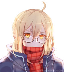 Rule 34 | ahoge, artoria pendragon (all), artoria pendragon (fate), blonde hair, fate/grand order, fate (series), glasses, kengzeta, looking at viewer, mysterious heroine x (fate), mysterious heroine x alter (fate), mysterious heroine x alter (first ascension) (fate), saber (fate), saber alter, semi-rimless eyewear, short hair, upper body, yellow eyes