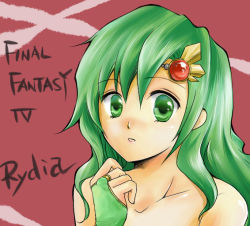Rule 34 | 1990s (style), bare shoulders, bridal gauntlets, character name, copyright name, final fantasy, final fantasy iv, green eyes, green hair, retro artstyle, rydia (ff4), solo