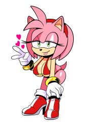 Rule 34 | 1girl, amy rose, bikini, boots, bra, bracelet, breasts, cleavage, furry, furry female, furry funnychan, gloves, high heel boots, high heels, highres, jewelry, large breasts, sega, sonic (series), swimsuit, thong, tongue, tongue out, underwear