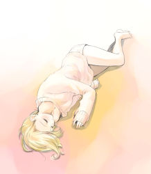 Rule 34 | barefoot, blonde hair, closed eyes, ikeda jun (mizutamari), lying, on side, original, sleeping, solo, sweater