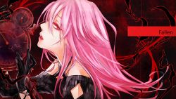 Rule 34 | 10s, 1girl, bare shoulders, breasts, gloves, guilty crown, hair ornament, hairclip, long hair, looking at viewer, open mouth, pink hair, psycho-pass, red eyes, solo, twintails, yoma, yuzuriha inori