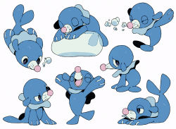 Rule 34 | bluekomadori, closed eyes, commentary request, creature, creatures (company), full body, game freak, gen 7 pokemon, multiple views, nintendo, no humans, pokemon, pokemon (creature), popplio, simple background, white background