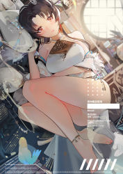 Rule 34 | 1girl, barefoot, bird, black hair, blush, braid, breasts, chinese clothes, collarbone, dudou, earrings, eyebrows, highres, jewelry, long hair, looking at viewer, nail polish, original, panties, parted bangs, parted lips, pillow, plumw, see-through, solo, thighs, toenail polish, toenails, toes, underwear