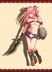 Rule 34 | 1girl, capcom, character request, highres, long hair, monster hunter (series), pink hair, shield, solo, sword, tsukumo (soar99), weapon