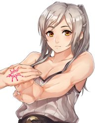 Rule 34 | 1girl, fire emblem, fire emblem awakening, highres, kamu (kamuuei), long hair, looking at viewer, nintendo, robin (female) (fire emblem), robin (fire emblem), simple background, smile, solo, tattoo, twintails, white hair, yellow eyes