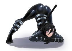 Rule 34 | 1boy, ass, black hair, flexible, grey eyes, huge ass, jack-o&#039; challenge, looking at viewer, male focus, meme, one-punch man, onsoku no sonic, solo, spread legs, tight clothes, top-down bottom-up, trap, wide hips, wide spread legs