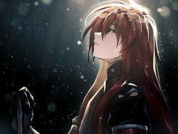 Rule 34 | 1boy, akami fumio, asch (tales), bad id, bad pixiv id, bishounen, gloves, green eyes, highres, long hair, male focus, profile, rain, red hair, solo, surcoat, tales of (series), tales of the abyss, upper body