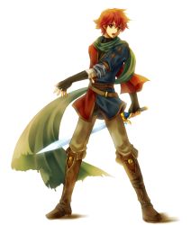 Rule 34 | 1boy, arano hachi, boots, fire emblem, fire emblem: mystery of the emblem, full body, gloves, male focus, nintendo, radd, simple background, solo, sword, weapon, white background