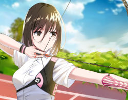 Rule 34 | 1girl, archery, bow and arrow, highres, original, school uniform, tagme