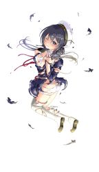 Rule 34 | black hair, blue eyes, breasts, formation girls, full body, gloves, hat, hatamori miu, highres, looking at viewer, solo, tears, torn boots, torn clothes, transparent background