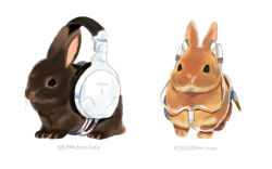 Rule 34 | animal, goruti, headphones, no humans, rabbit, simple background