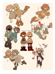 Rule 34 | 2others, chara (undertale), falling, fork, frisk (undertale), highres, holding hands, multiple others, multiple views, running, scissors, undertale