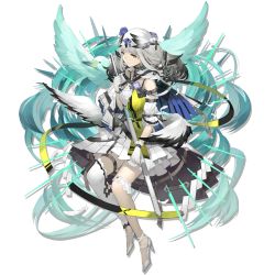 Rule 34 | 1girl, arknights, bare shoulders, bibeak (arknights), bibeak (elite ii) (arknights), bird, blue flower, blue rose, capelet, dress, elite ii (arknights), feather hair, flower, gloves, green dress, grey eyes, hair flower, hair ornament, high heels, holding, holding sword, holding weapon, long hair, looking at viewer, low wings, official art, puffy short sleeves, puffy sleeves, rayvon, rose, scabbard, sheath, short sleeves, silver hair, solo, sword, thigh strap, transparent background, weapon, white footwear, white gloves, wings