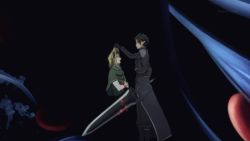 Rule 34 | 10s, 2boys, animated, animated gif, black eyes, black hair, blonde hair, blood, death, execution, green eyes, guro, impaled, kirito, lowres, male focus, multiple boys, oberon (sao), open mouth, pointy ears, scared, sword, sword art online, tears, weapon