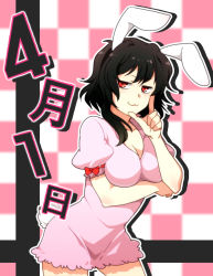 Rule 34 | 1girl, :3, animal ears, april fools, breasts, rabbit ears, female focus, gradient hair, inaba tewi, multicolored hair, aged up, rex k, solo, standing, touhou