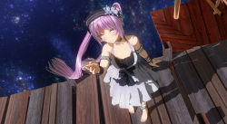 Rule 34 | 1girl, 3d, absurdres, bare shoulders, barefoot, custom maid 3d 2, dress, euryale (fate), fate/grand order, fate/hollow ataraxia, fate/stay night, fate (series), hair ribbon, highres, long hair, purple eyes, purple hair, ribbon, solo, sumxsum03, twintails, very long hair, white dress