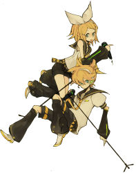 Rule 34 | 1boy, 1girl, bad id, bad pixiv id, brother and sister, kagamine len, kagamine rin, l hakase, microphone, microphone stand, siblings, twins, vocaloid