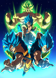 Rule 34 | 4boys, abs, angry, arm at side, aura, backlighting, baggy pants, blue eyes, blue footwear, blue hair, boots, broly (dragon ball super), clenched hand, clenched hands, clenched teeth, clothes around waist, dirty, dirty clothes, dirty face, dougi, dragon ball, dragon ball super, dragon ball super broly, facial scar, fighting stance, fingernails, floating, gloves, glowing, glowing hair, gogeta, green hair, grin, highres, legendary super saiyan, light particles, light rays, looking at viewer, male focus, metamoran vest, multiple boys, muscular, nipples, no pupils, official style, open mouth, outstretched hand, pants, pectorals, scar, scar on cheek, scar on chest, scar on face, scratches, screaming, shaded face, shirt, topless male, side-by-side, smile, son goku, spiked hair, super saiyan, super saiyan blue, tasaka shinnosuke, teeth, torn clothes, torn legwear, torn shirt, v-shaped eyebrows, vegeta, white gloves, white pants, wristband