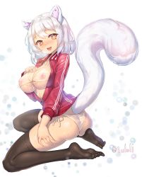 Rule 34 | + +, 1girl, animal ear fluff, animal ears, ass, bad id, bad pixiv id, bikini, blush, breasts, feet, full body, highres, large breasts, muloli, nipples, open mouth, original, see-through, short hair, silver hair, smile, solo, swimsuit, tail, thighhighs