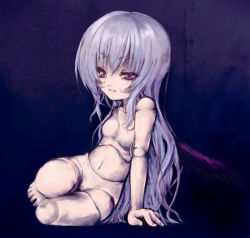Rule 34 | 00s, 1girl, barefoot, doll joints, joints, nude, pink eyes, pokomi, rozen maiden, solo, suigintou, white hair