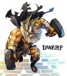 Rule 34 | 1boy, armor, bad id, bad pixiv id, beard, boots, cape, character name, chingisu, dragon&#039;s crown, dual wielding, dwarf (dragon&#039;s crown), facial hair, faulds, hammer, helmet, holding, long hair, male focus, muscular, pteruges, solo, vanillaware, weapon, white hair, winged helmet