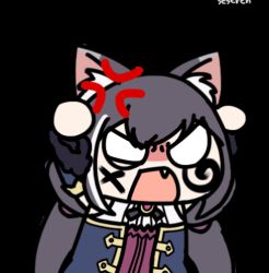 Rule 34 | 1girl, anger vein, angry, animal ears, animated, animated gif, cat ears, fang, karyl (princess connect!), lowres, open mouth, princess connect!, seseren, writing on face