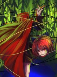 Rule 34 | 1girl, berabou, bow, cape, disembodied head, hair bow, long sleeves, md5 mismatch, red eyes, red hair, resized, sekibanki, short hair, skirt, solo, touhou